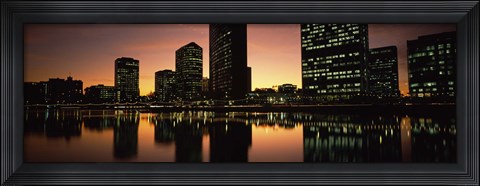 Framed Buildings lit up at dusk, Oakland, Alameda County, California, USA Print