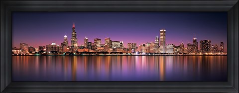 Framed Reflection of skyscrapers in a lake, Lake Michigan, Digital Composite, Chicago, Cook County, Illinois, USA Print