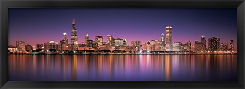 Framed Reflection of skyscrapers in a lake, Lake Michigan, Digital Composite, Chicago, Cook County, Illinois, USA Print