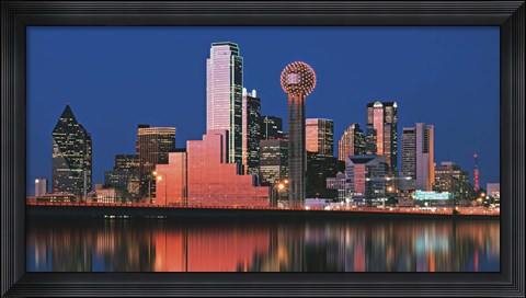 Framed Reflection of skyscrapers in a lake, Digital Composite, Dallas, Texas, USA Print