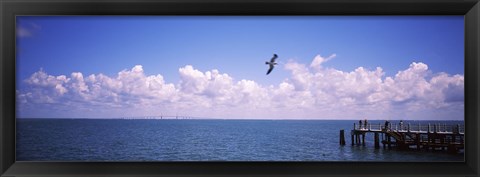Framed Pier over the sea, Fort De Soto Park, Tampa Bay, Gulf of Mexico, St. Petersburg, Pinellas County, Florida, USA Print