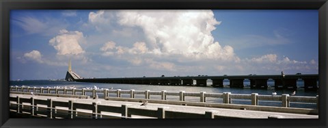 Framed Bridge across a bay, Sunshine Skyway Bridge, Tampa Bay, Gulf of Mexico, Florida, USA Print