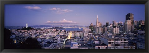 Framed High angle view of a cityscape from Nob Hill, San Francisco, California Print