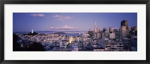 Framed High angle view of a cityscape from Nob Hill, San Francisco, California Print