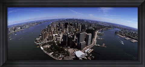 Framed Aerial view of Manhattan and rivers, New York City, New York State, USA Print