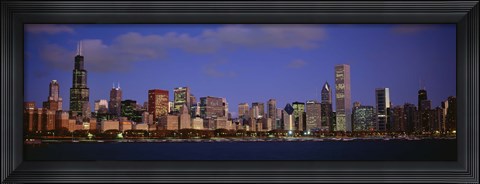 Framed Lake Michigan City Skyline at Dusk, Chicago, Illinois, USA Print