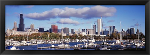 Framed Boats at Burnham Harbor, Chicago, Illinois Print