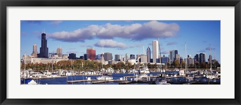 Framed Boats at Burnham Harbor, Chicago, Illinois Print