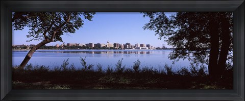 Framed Lake Monona and Madison, Wisconsin Through the Trees Print
