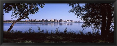 Framed Lake Monona and Madison, Wisconsin Through the Trees Print