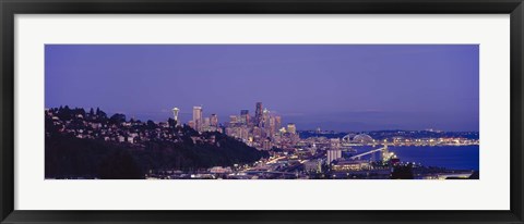 Framed City skyline at dusk, Seattle, King County, Washington State, USA Print