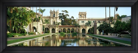 Framed Reflecting pool in front of a building, Balboa Park, San Diego, California, USA Print