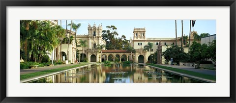 Framed Reflecting pool in front of a building, Balboa Park, San Diego, California, USA Print