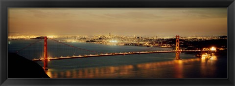 Framed Golden Gate Bridge Lit Up Print