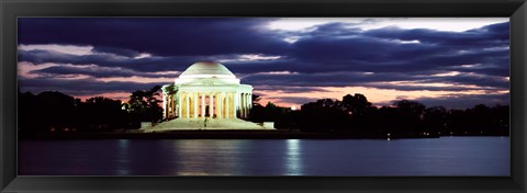 Framed Monument lit up at dusk, Jefferson Memorial, Washington DC, USA Print