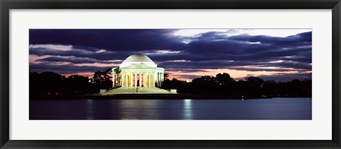 Framed Monument lit up at dusk, Jefferson Memorial, Washington DC, USA Print