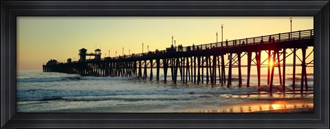 Framed Pier in the ocean at sunset, Oceanside, San Diego County, California, USA Print
