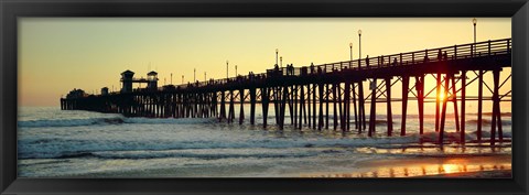 Framed Pier in the ocean at sunset, Oceanside, San Diego County, California, USA Print