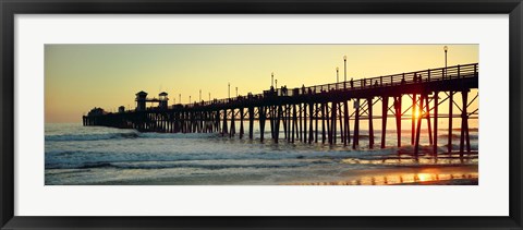 Framed Pier in the ocean at sunset, Oceanside, San Diego County, California, USA Print