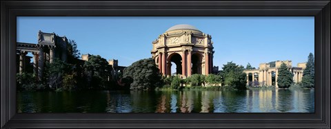 Framed Reflection of an art museum in water, Palace Of Fine Arts, Marina District, San Francisco, California, USA Print