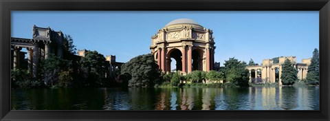 Framed Reflection of an art museum in water, Palace Of Fine Arts, Marina District, San Francisco, California, USA Print