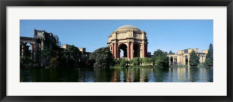 Framed Reflection of an art museum in water, Palace Of Fine Arts, Marina District, San Francisco, California, USA Print