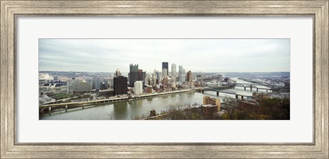 Framed High angle view of a city, Pittsburgh, Allegheny County, Pennsylvania, USA Print