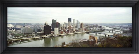 Framed High angle view of a city, Pittsburgh, Allegheny County, Pennsylvania, USA Print