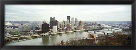 Framed High angle view of a city, Pittsburgh, Allegheny County, Pennsylvania, USA Print