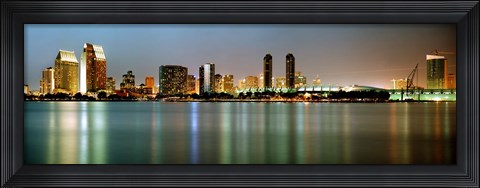 Framed City skyline at night, San Diego, California, USA Print