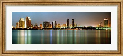Framed City skyline at night, San Diego, California, USA Print