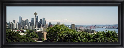 Framed Skyscrapers in a city, Space Needle, Seattle, Washington State, USA Print