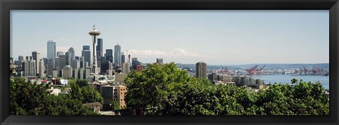 Framed Skyscrapers in a city, Space Needle, Seattle, Washington State, USA Print