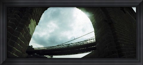 Framed Low angle view of a bridge, Brooklyn Bridge, Brooklyn, New York City, New York State, USA Print