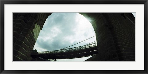 Framed Low angle view of a bridge, Brooklyn Bridge, Brooklyn, New York City, New York State, USA Print