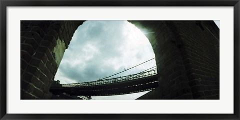 Framed Low angle view of a bridge, Brooklyn Bridge, Brooklyn, New York City, New York State, USA Print