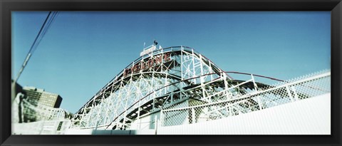 Framed Low angle view of a rollercoaster, Coney Island Cyclone, Coney Island, Brooklyn, New York City, New York State, USA Print