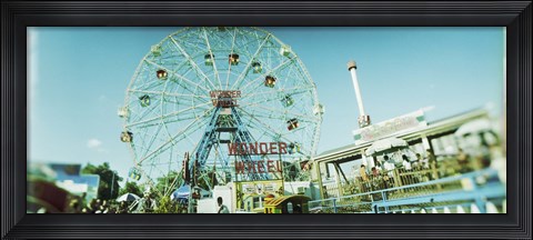 Framed Low angle view of a ferris wheel, Wonder Wheel, Coney Island, Brooklyn, New York City, New York State, USA Print