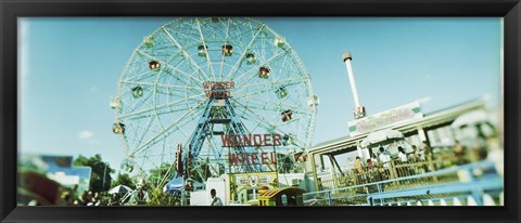 Framed Low angle view of a ferris wheel, Wonder Wheel, Coney Island, Brooklyn, New York City, New York State, USA Print