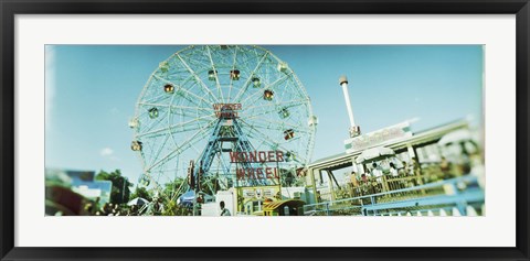 Framed Low angle view of a ferris wheel, Wonder Wheel, Coney Island, Brooklyn, New York City, New York State, USA Print