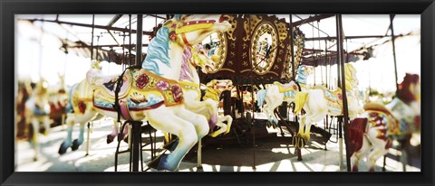 Framed Close-up of carousel horses, Coney Island, Brooklyn, New York City, New York State, USA Print