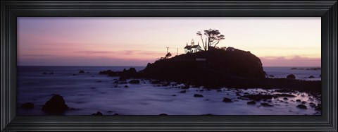 Framed Lighthouse on a hill, Battery Point Lighthouse circa 1856, Battery Point Lighthouse Park, Crescent City, California, USA Print