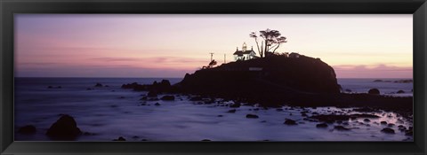 Framed Lighthouse on a hill, Battery Point Lighthouse circa 1856, Battery Point Lighthouse Park, Crescent City, California, USA Print