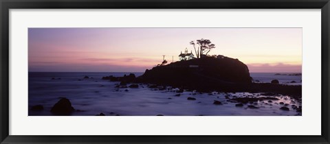 Framed Lighthouse on a hill, Battery Point Lighthouse circa 1856, Battery Point Lighthouse Park, Crescent City, California, USA Print