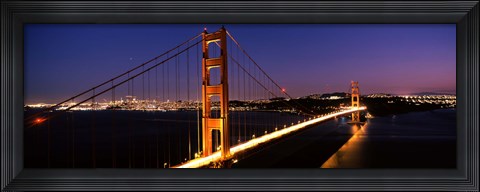 Framed Golden Gate Bridge Lit Up at Dusk, San Francisco Print