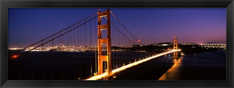 Framed Golden Gate Bridge Lit Up at Dusk, San Francisco Print