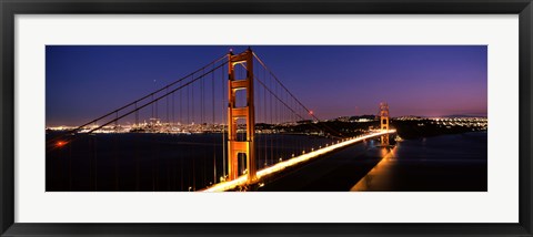 Framed Golden Gate Bridge Lit Up at Dusk, San Francisco Print