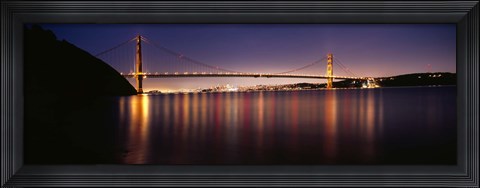 Framed Golden Gate Bridge Lit Up at Dusk, San Francisco Bay Print
