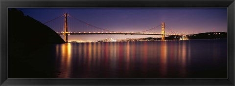 Framed Golden Gate Bridge Lit Up at Dusk, San Francisco Bay Print