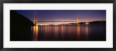 Framed Golden Gate Bridge Lit Up at Dusk, San Francisco Bay Print